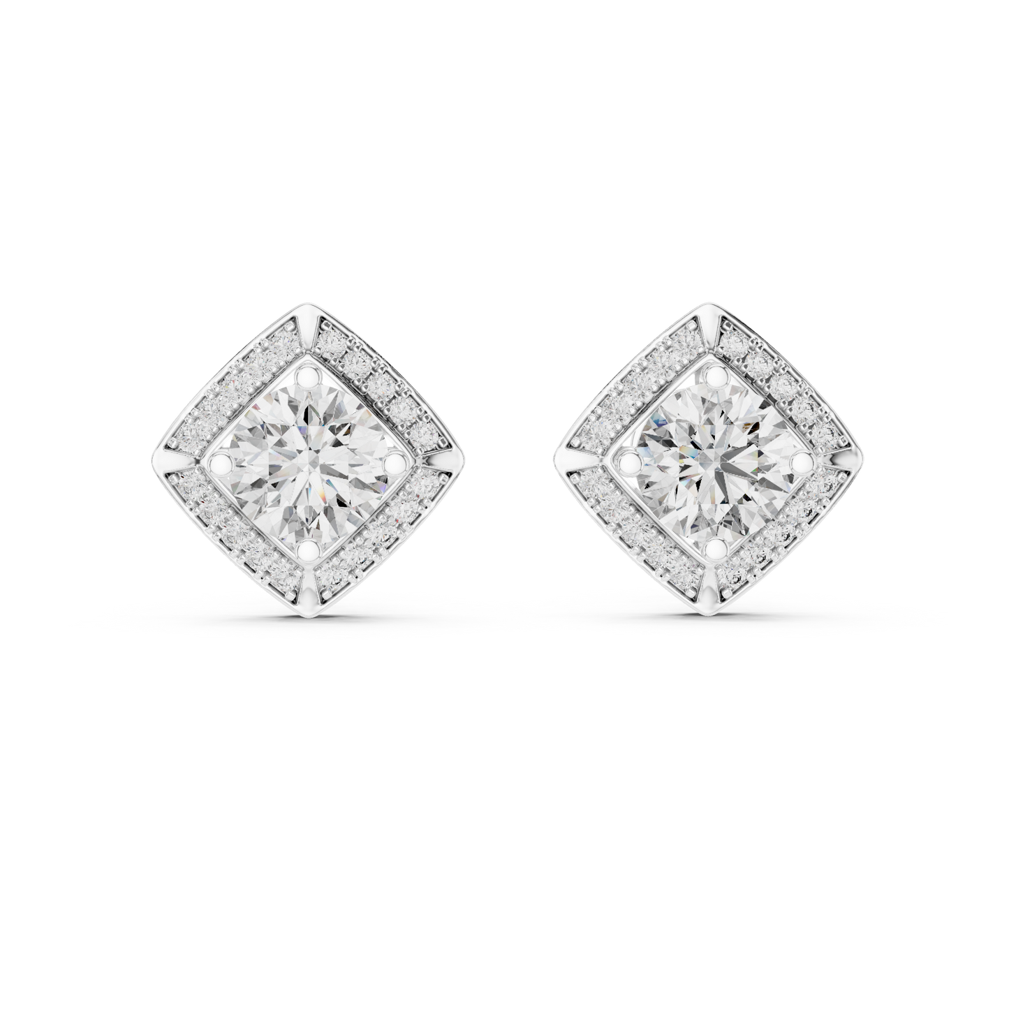 square cluster diamond earrings