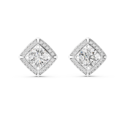 Square Cluster Diamond Earrings