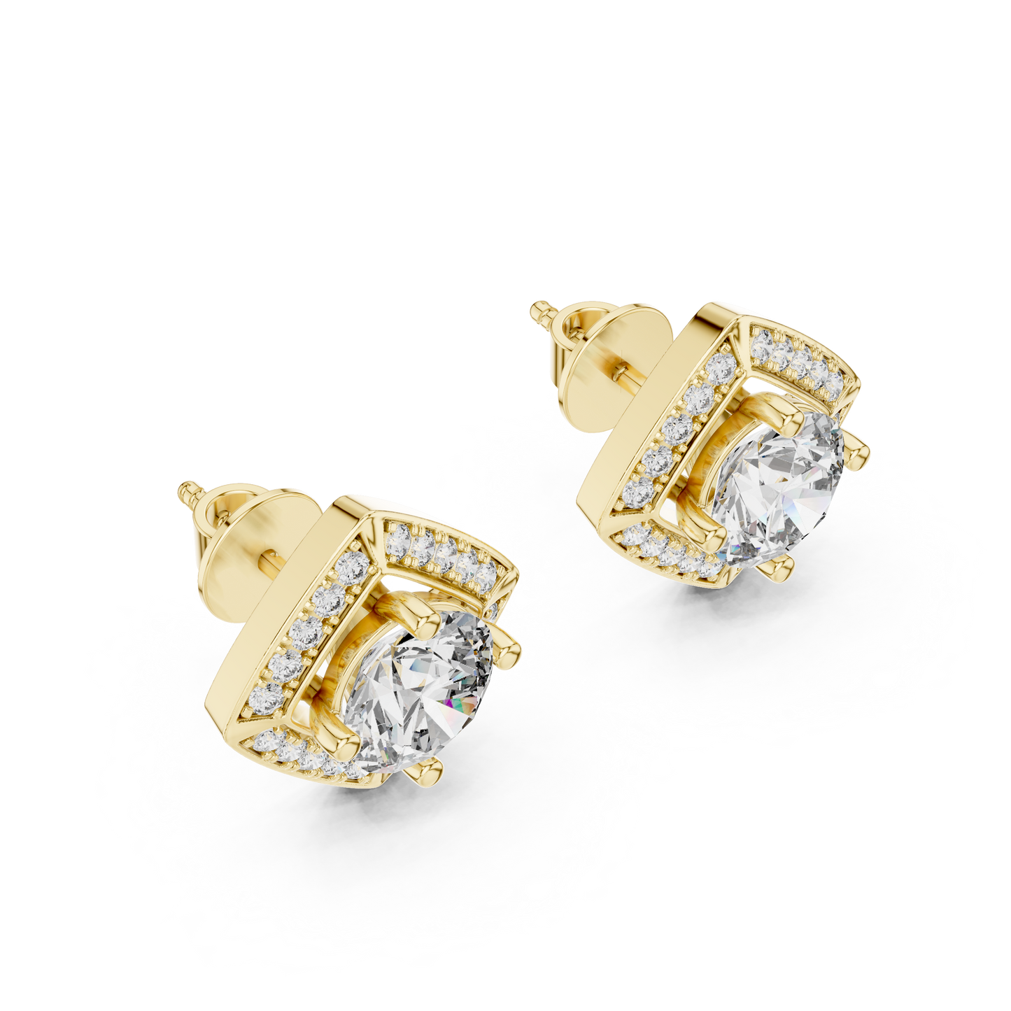 square cluster diamond earrings