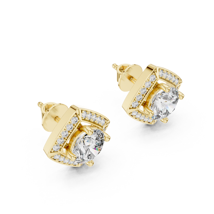 Square Cluster Diamond Earrings