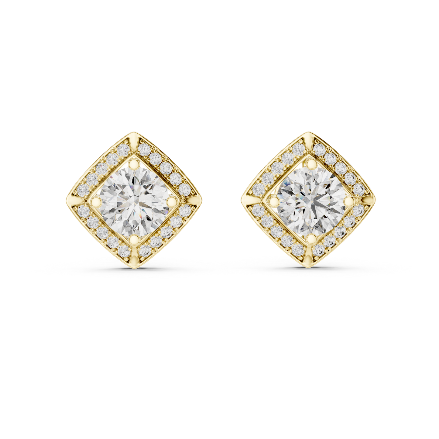 square cluster diamond earrings