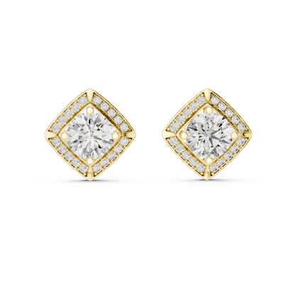 Square Cluster Diamond Earrings