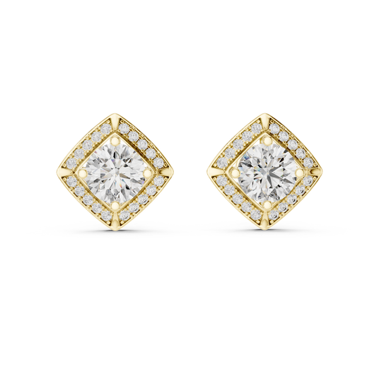 Square Cluster Diamond Earrings