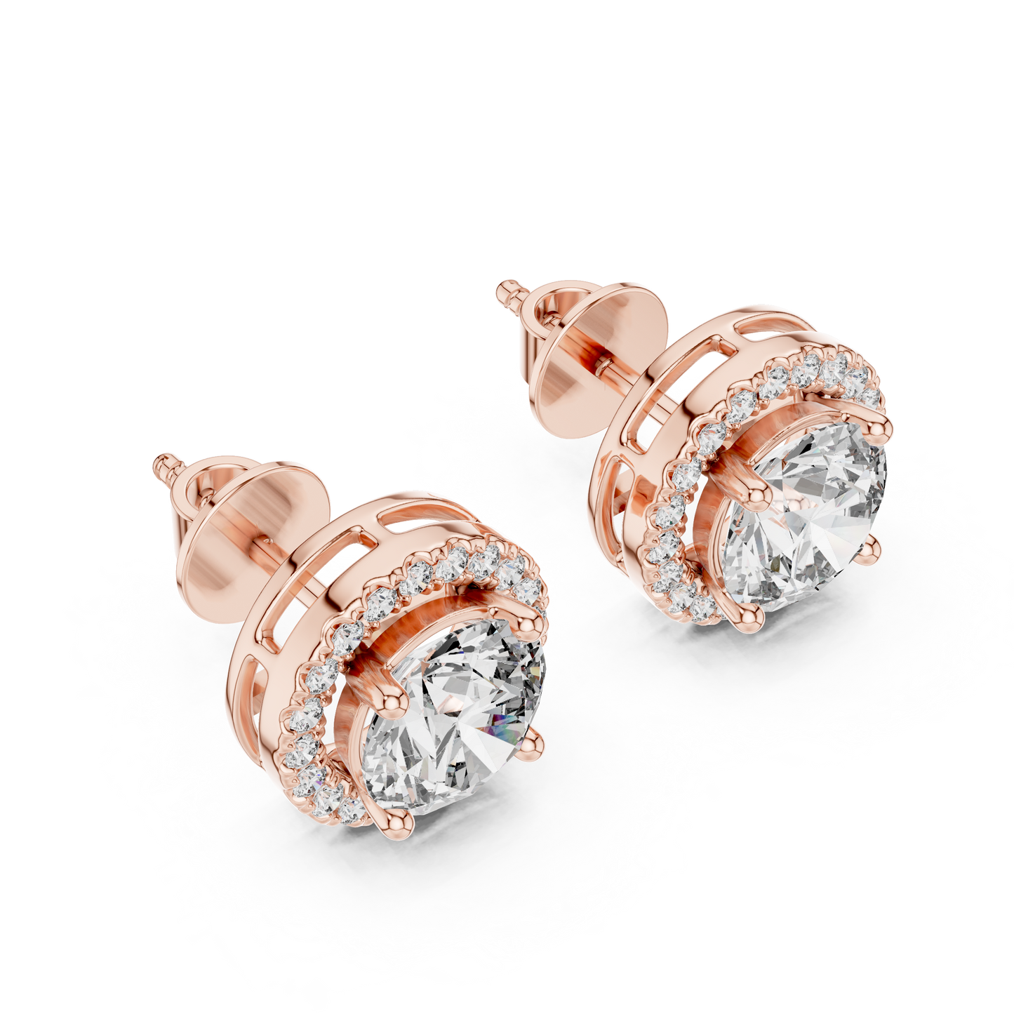 round pavé diamond earrings