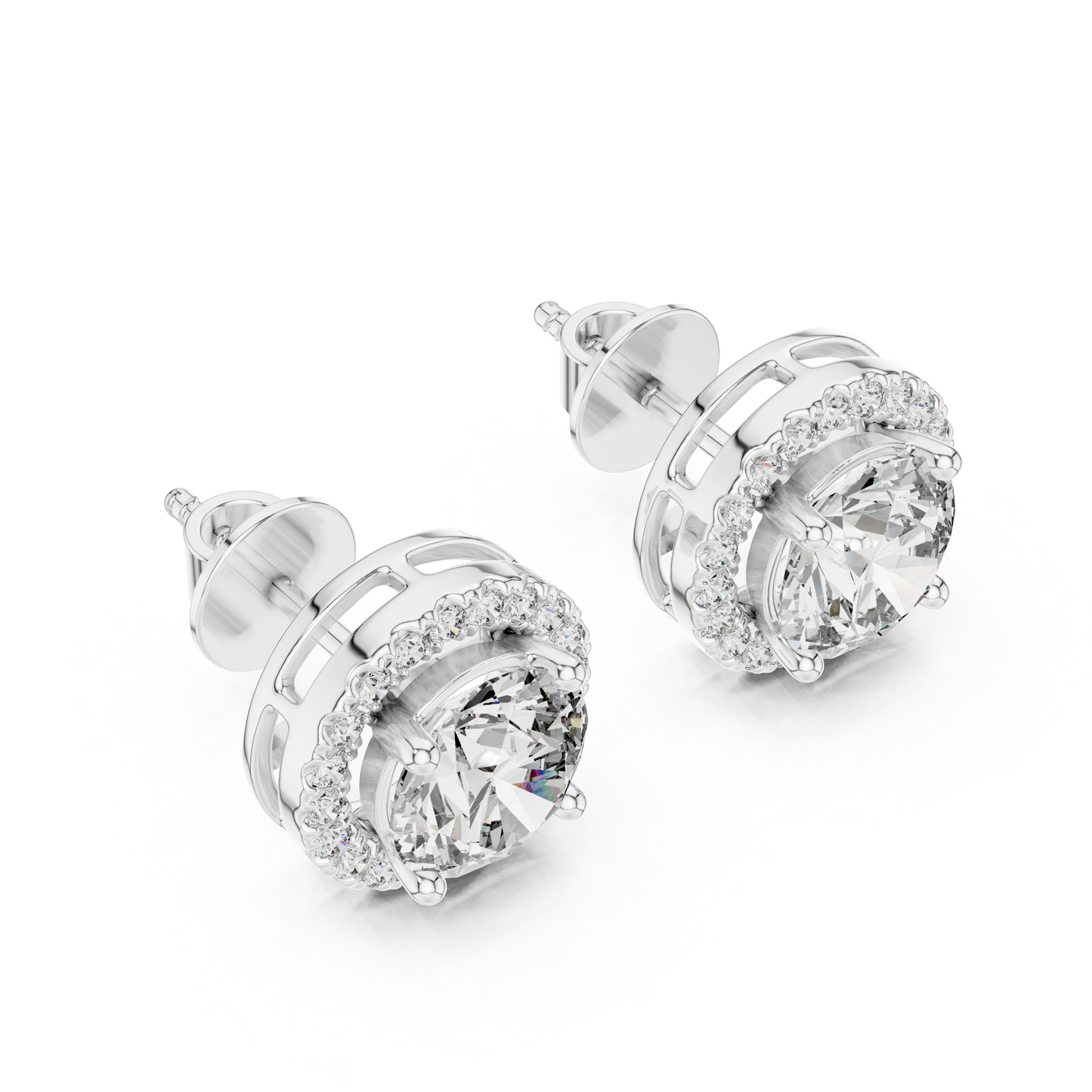 round pavé diamond earrings