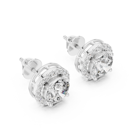 Round Pavé Diamond Earrings