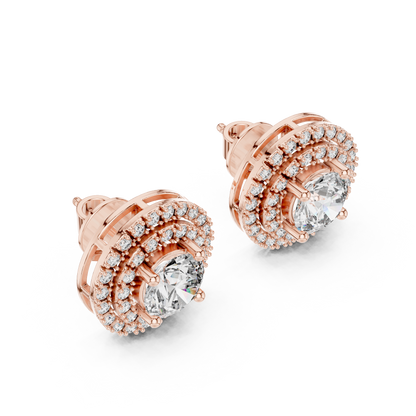 Double Halo Diamond Earrings