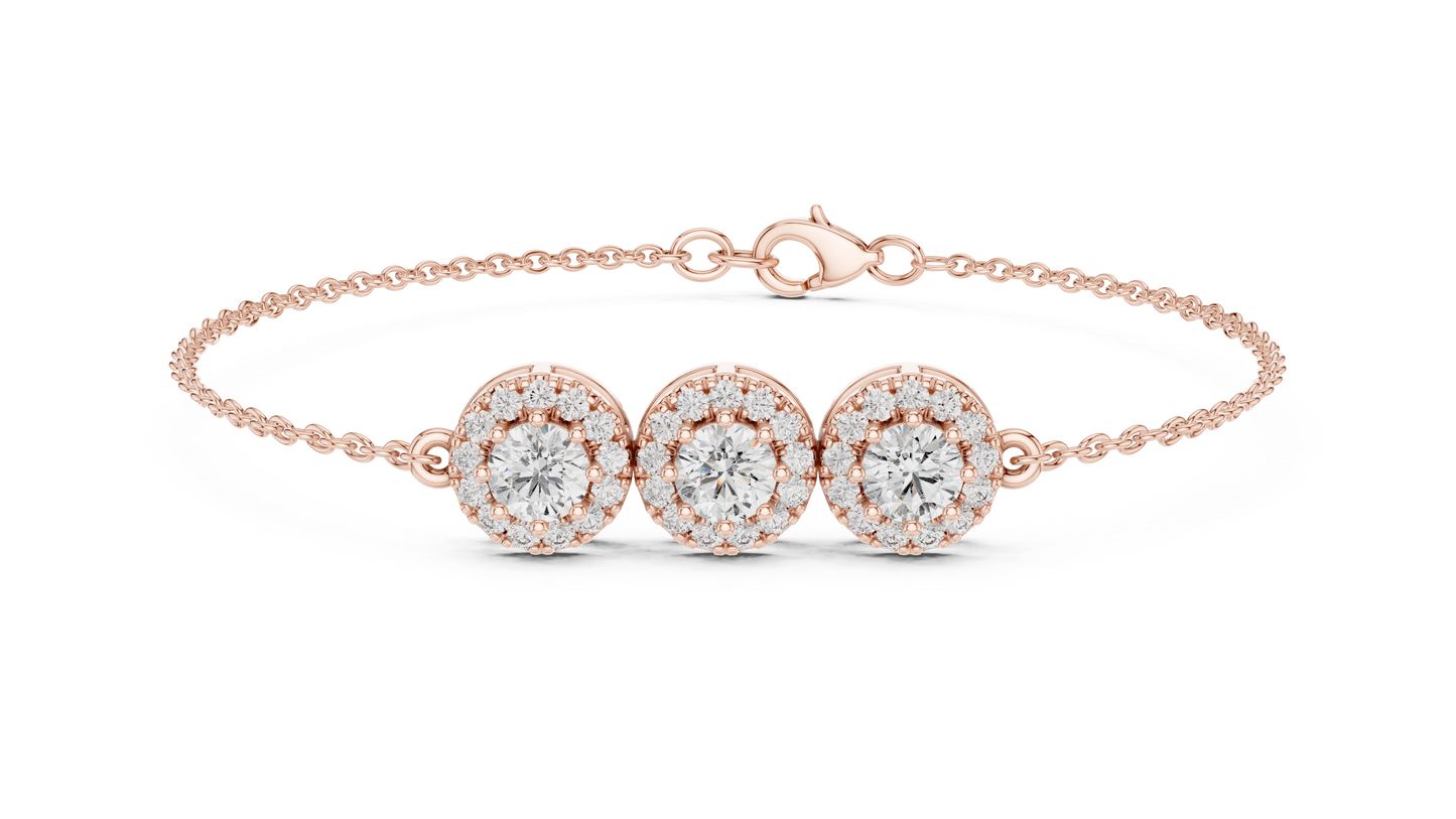 round halo diamond bracelet