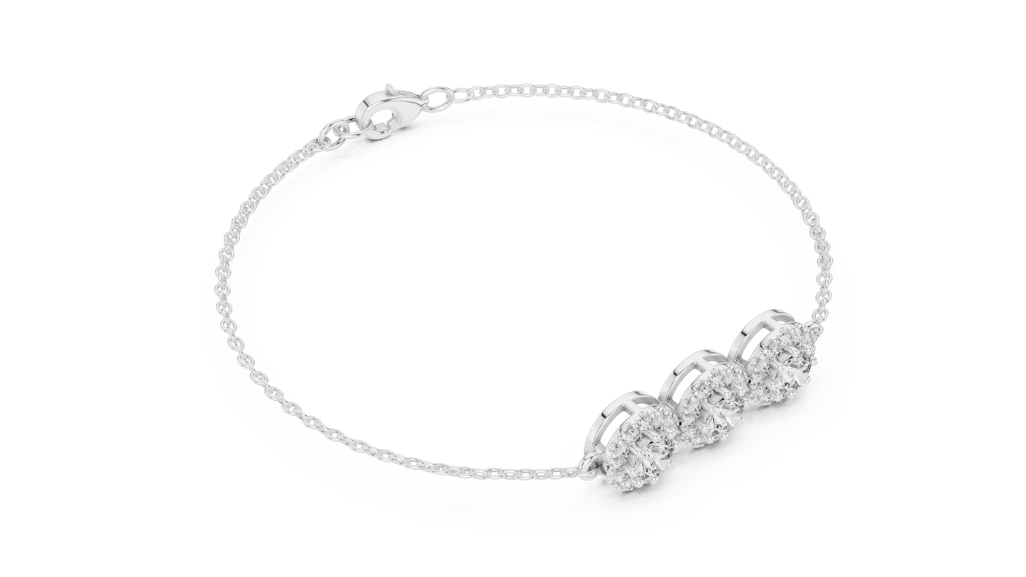 round halo diamond bracelet