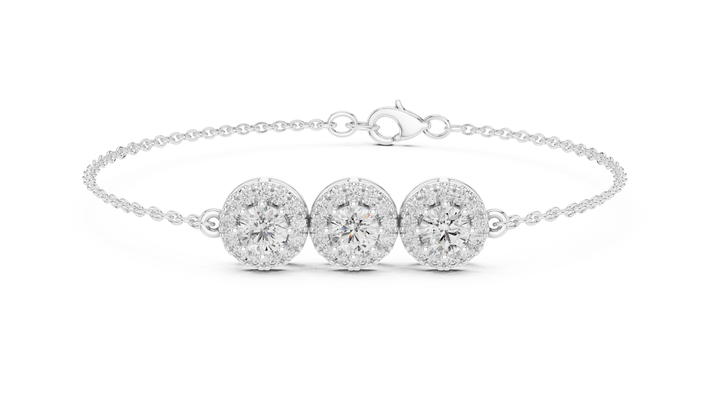 round halo diamond bracelet