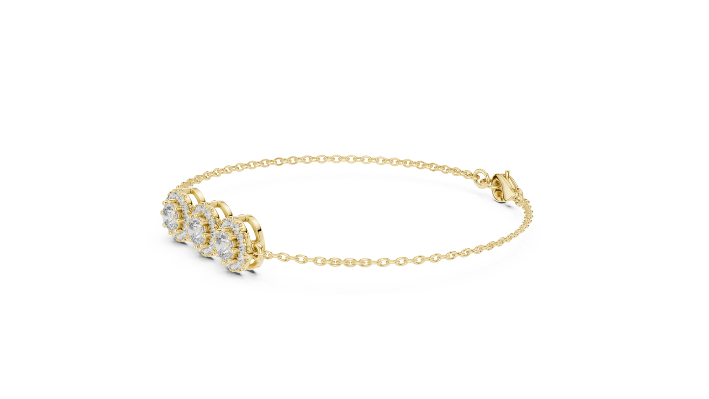 round halo diamond bracelet