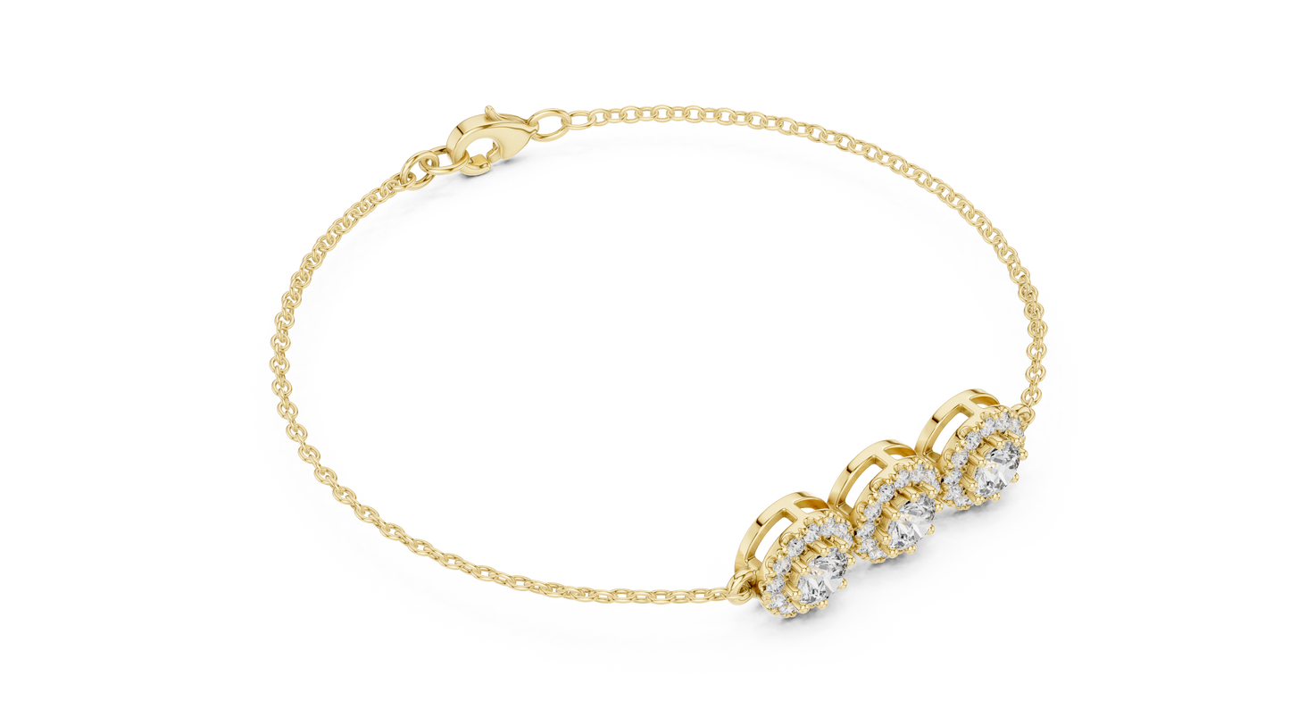 round halo diamond bracelet