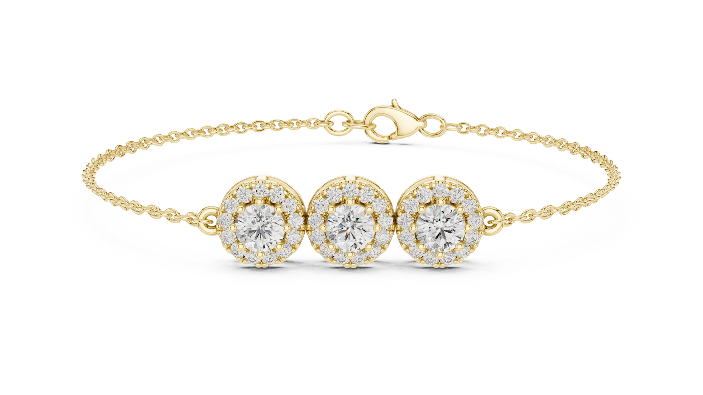 round halo diamond bracelet