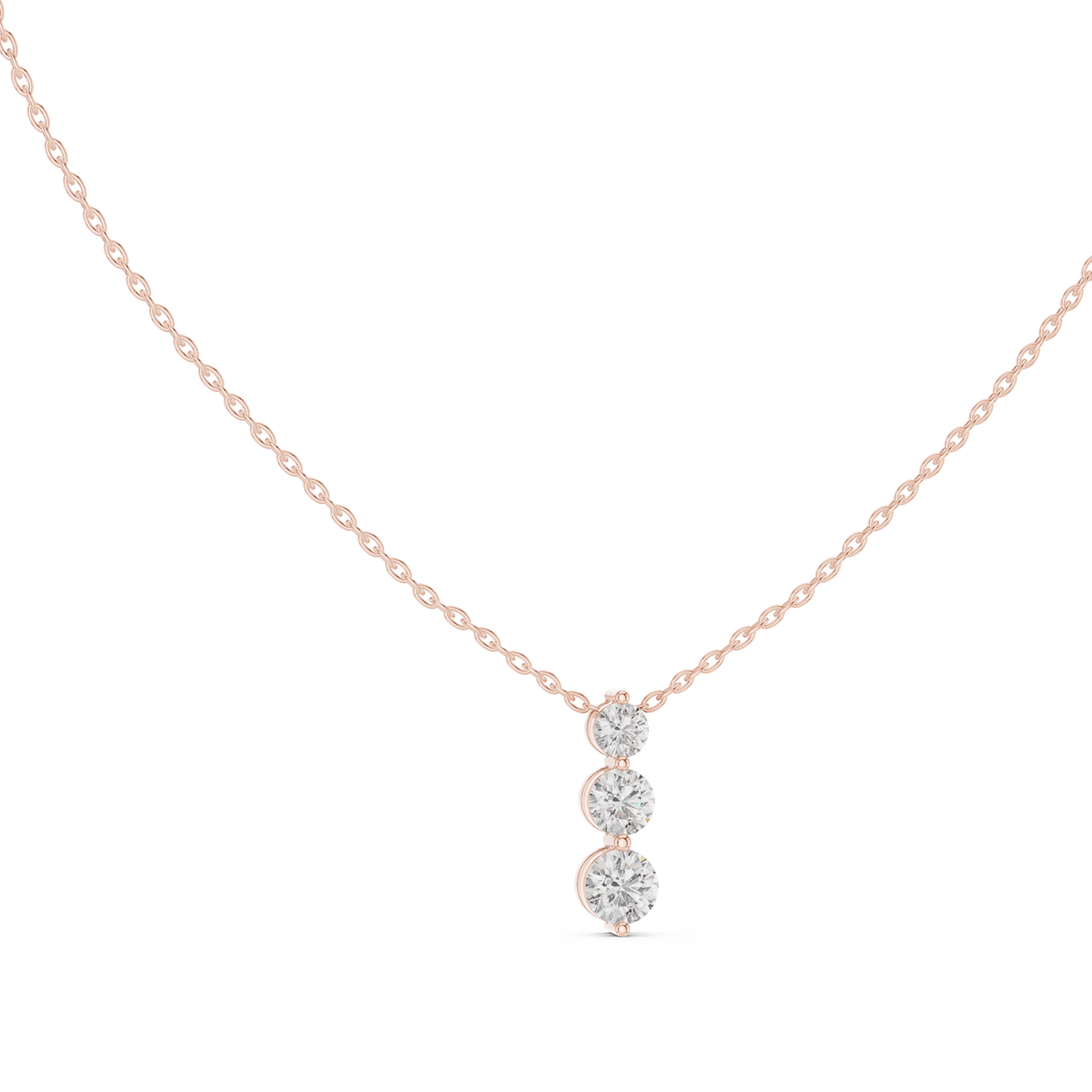 stella three stone diamond pendant necklace