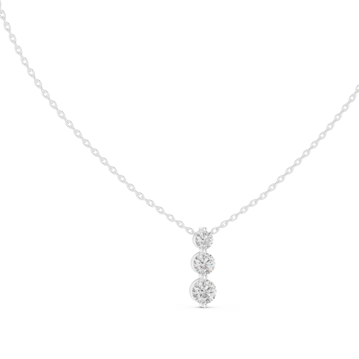 stella three stone diamond pendant necklace