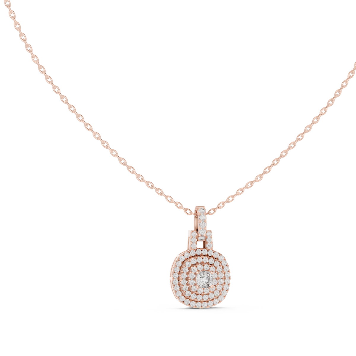 celeste round halo diamond pendant necklace