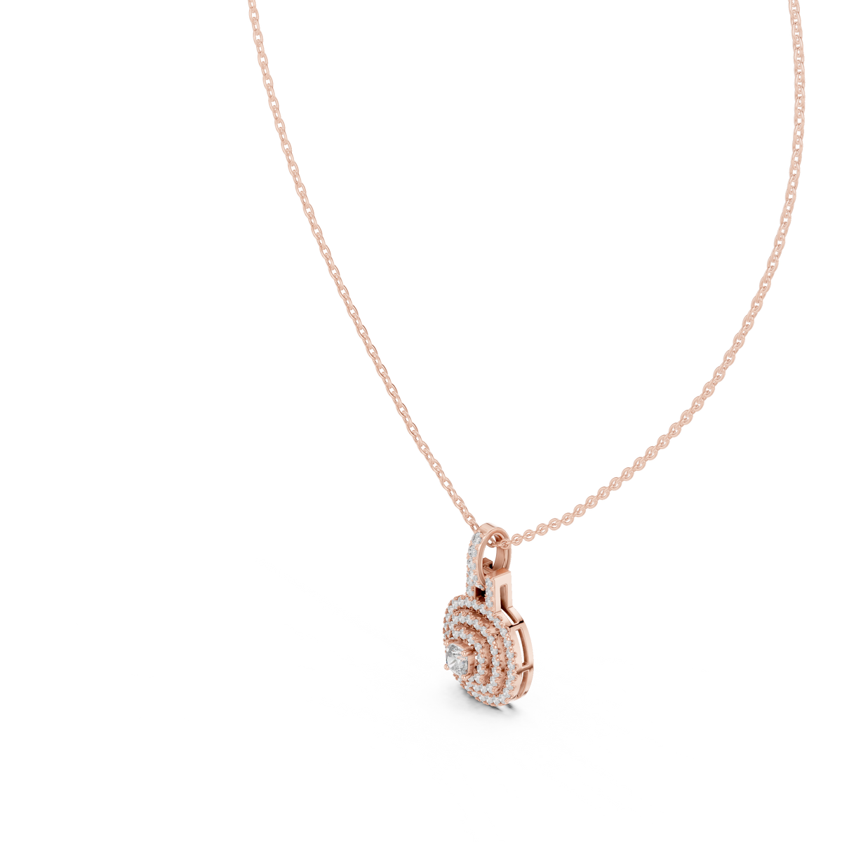 celeste round halo diamond pendant necklace