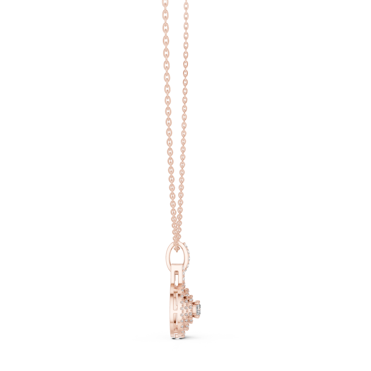 celeste round halo diamond pendant necklace