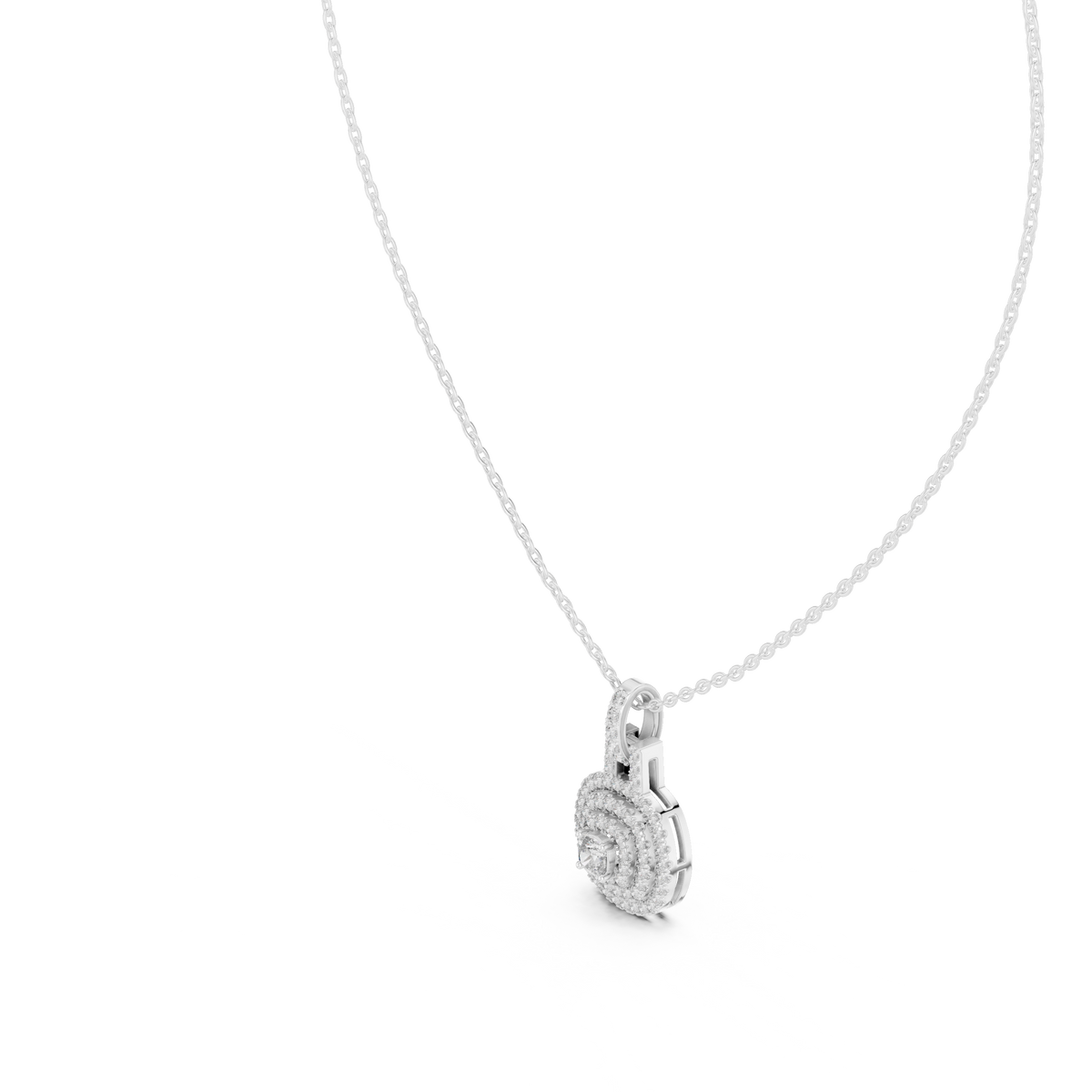 celeste round halo diamond pendant necklace