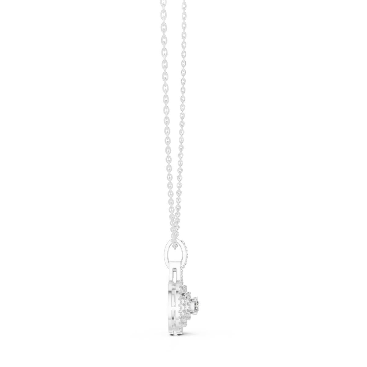 celeste round halo diamond pendant necklace
