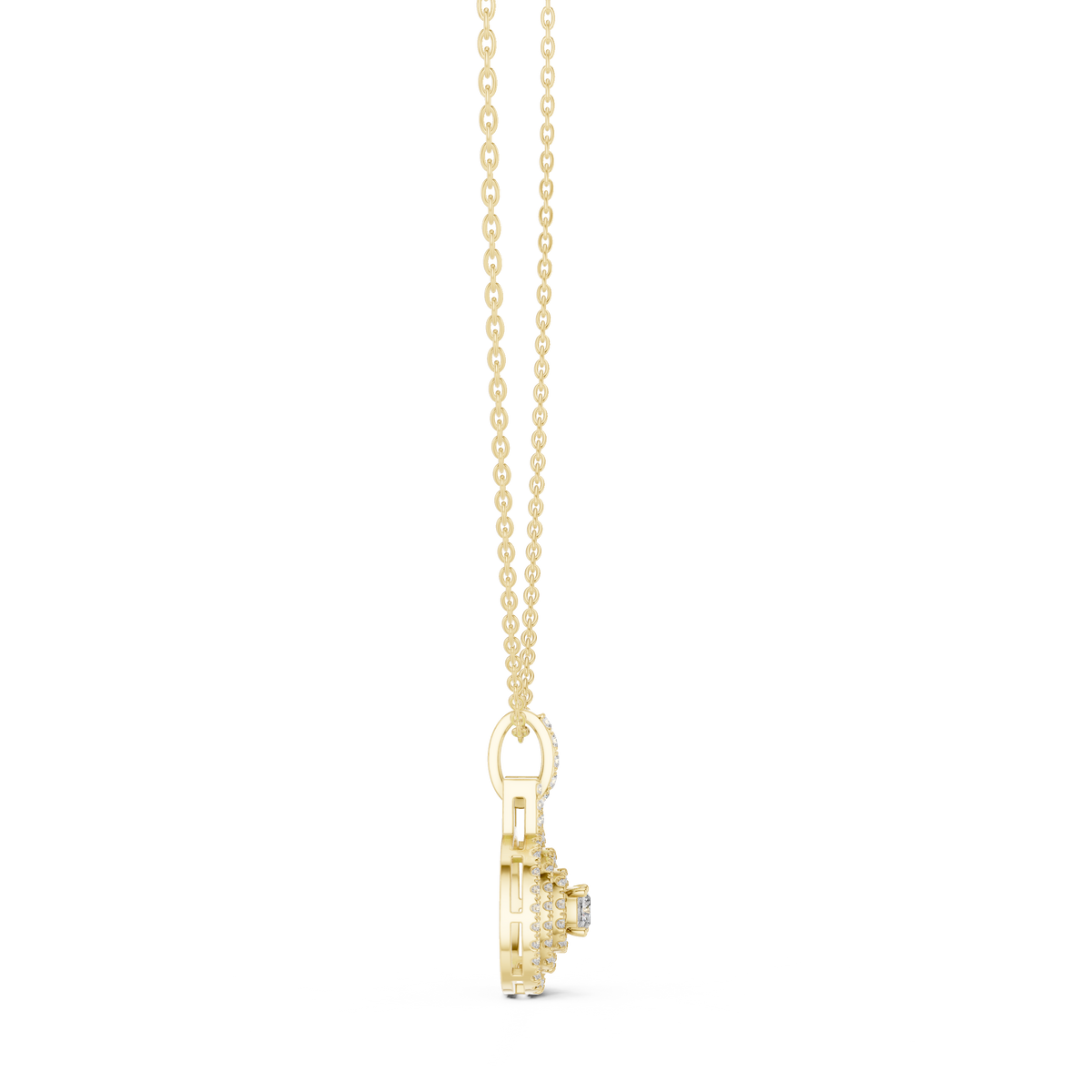 celeste round halo diamond pendant necklace