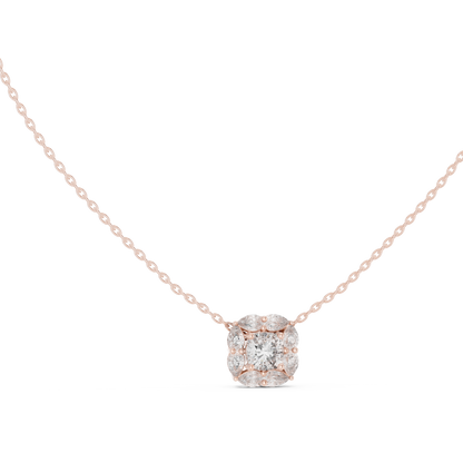 Aria Cushion Solitaire Diamond Pendant Necklace