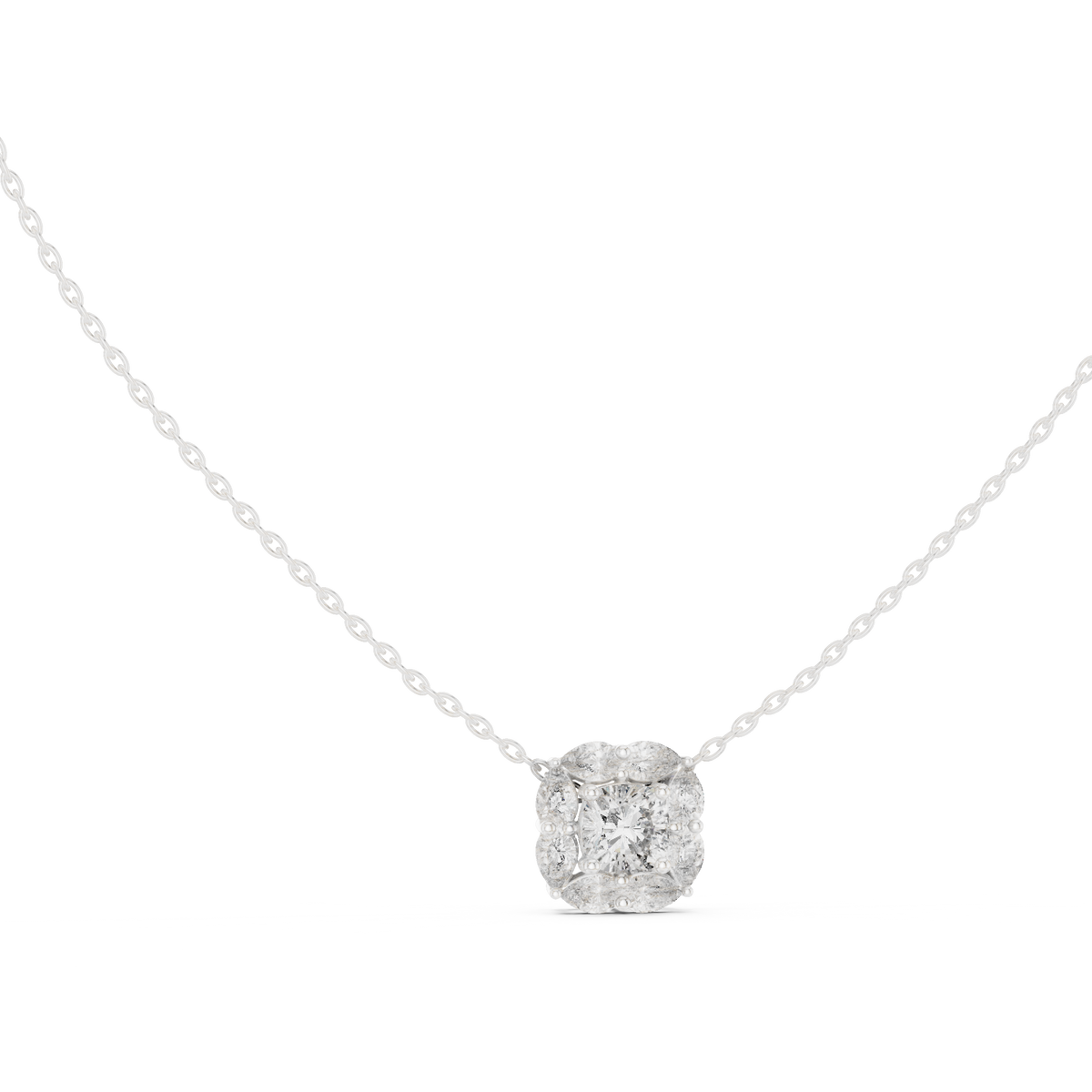 aria cushion solitaire diamond pendant necklace
