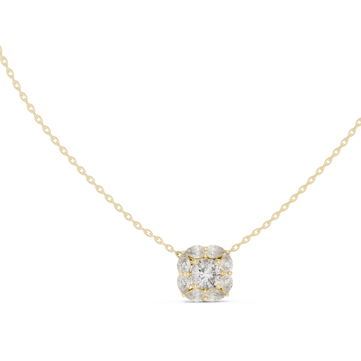 aria cushion solitaire diamond pendant necklace
