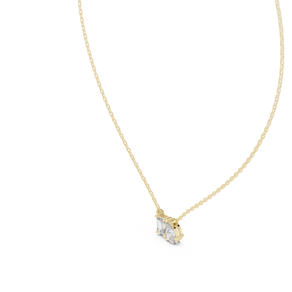 Elara Emerald Pear Diamond Pendant Necklace