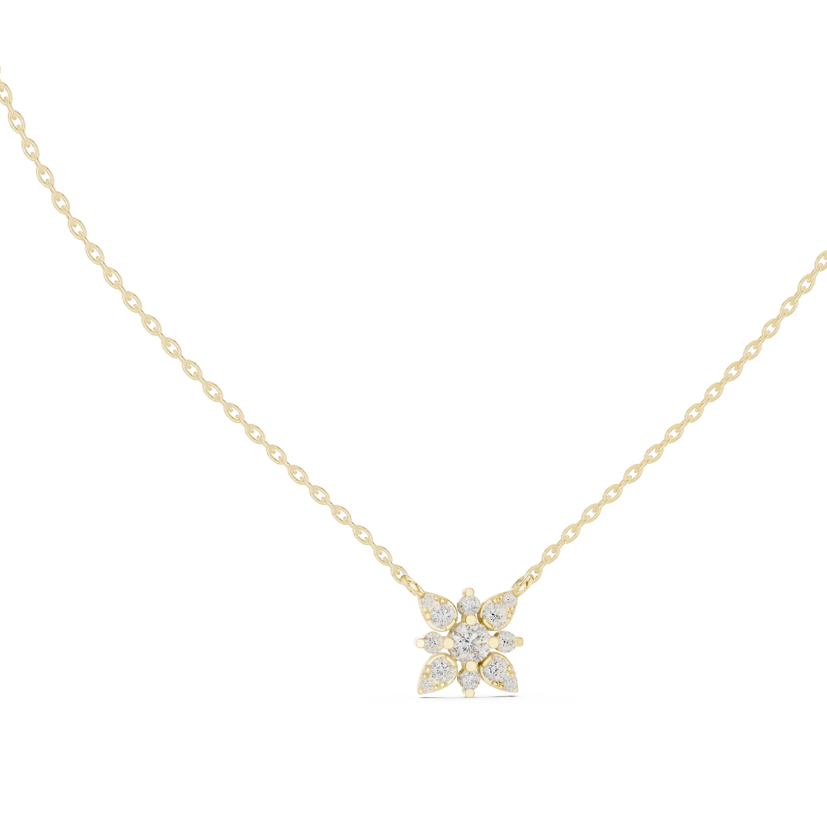 luna floral diamond pendant necklace