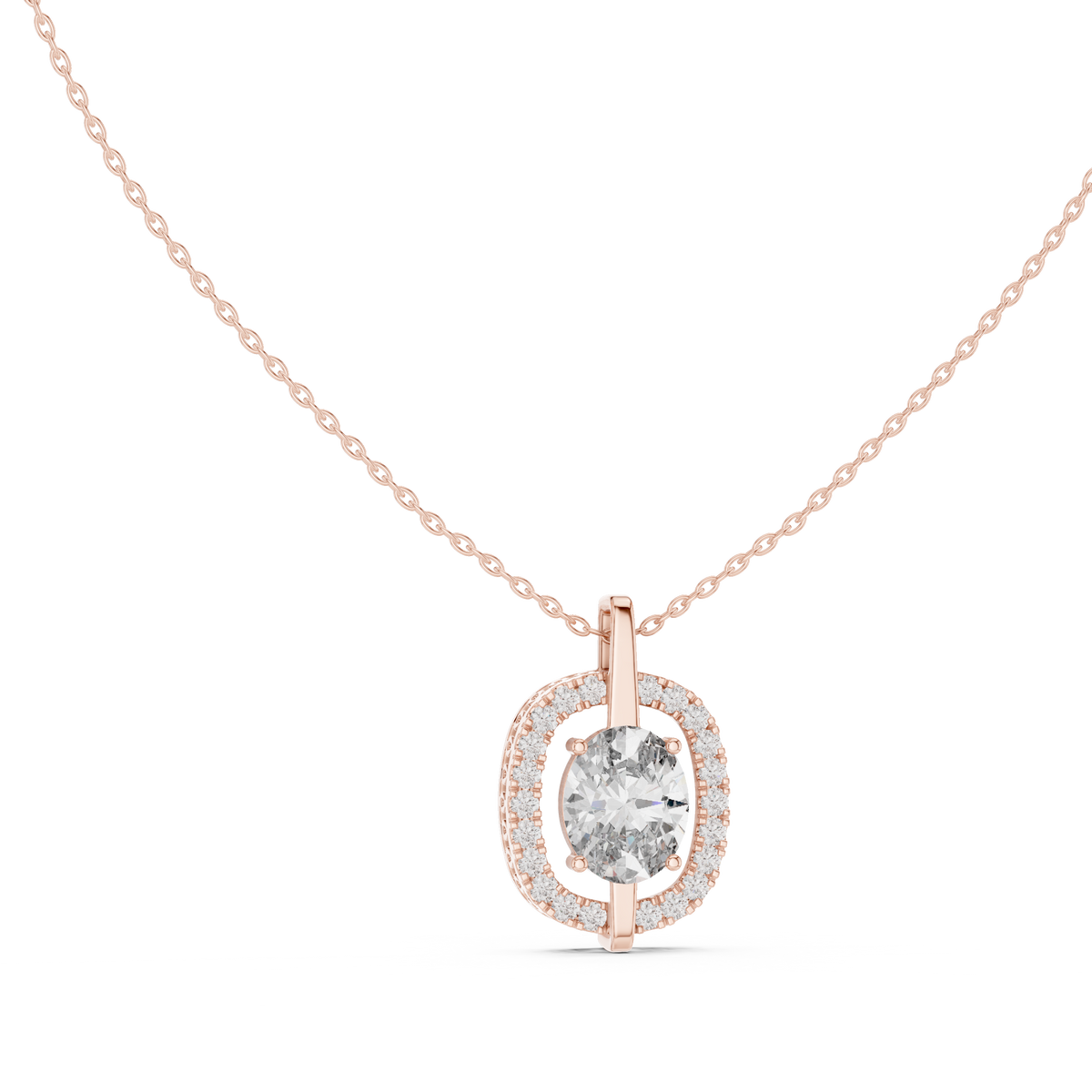 celeste oval halo diamond pendant necklace