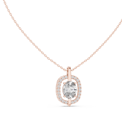 Seraphina Oval Halo Diamond Pendant Necklace