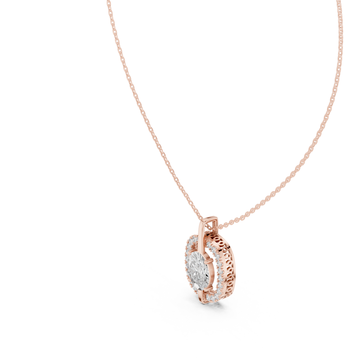 celeste oval halo diamond pendant necklace