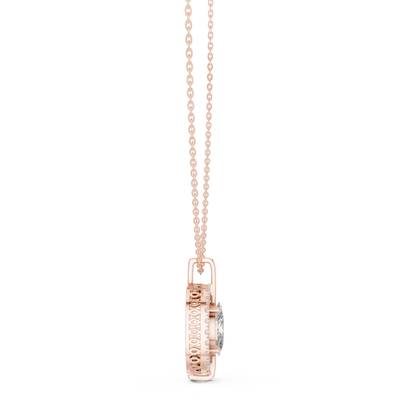 Celeste Oval Halo Diamond Pendant Necklace