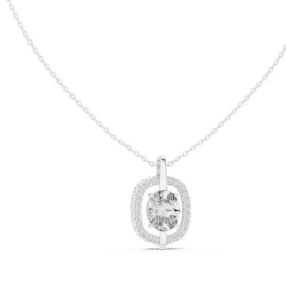Celeste Oval Halo Diamond Pendant Necklace