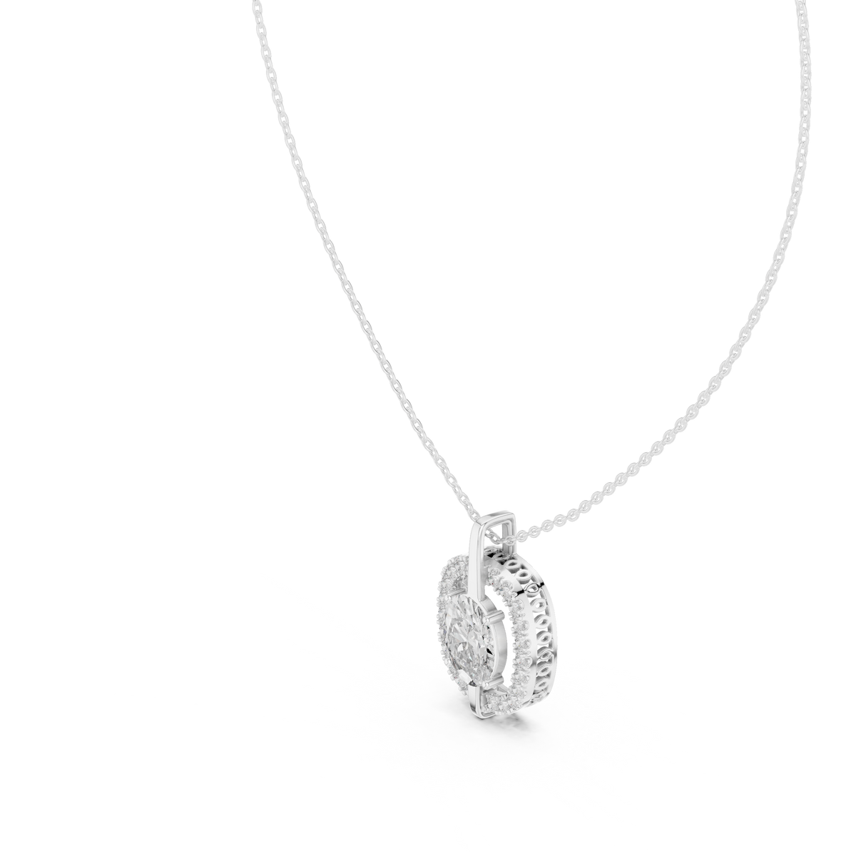 seraphina oval halo diamond pendant necklace