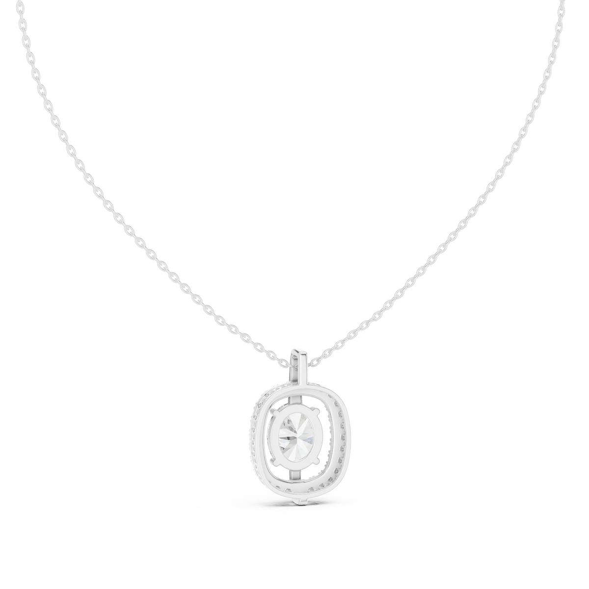 celeste oval halo diamond pendant necklace