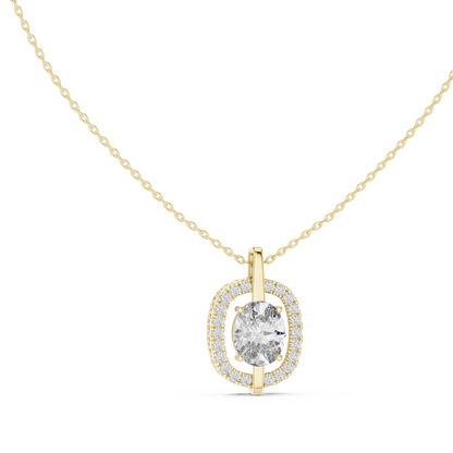 Seraphina Oval Halo Diamond Pendant Necklace
