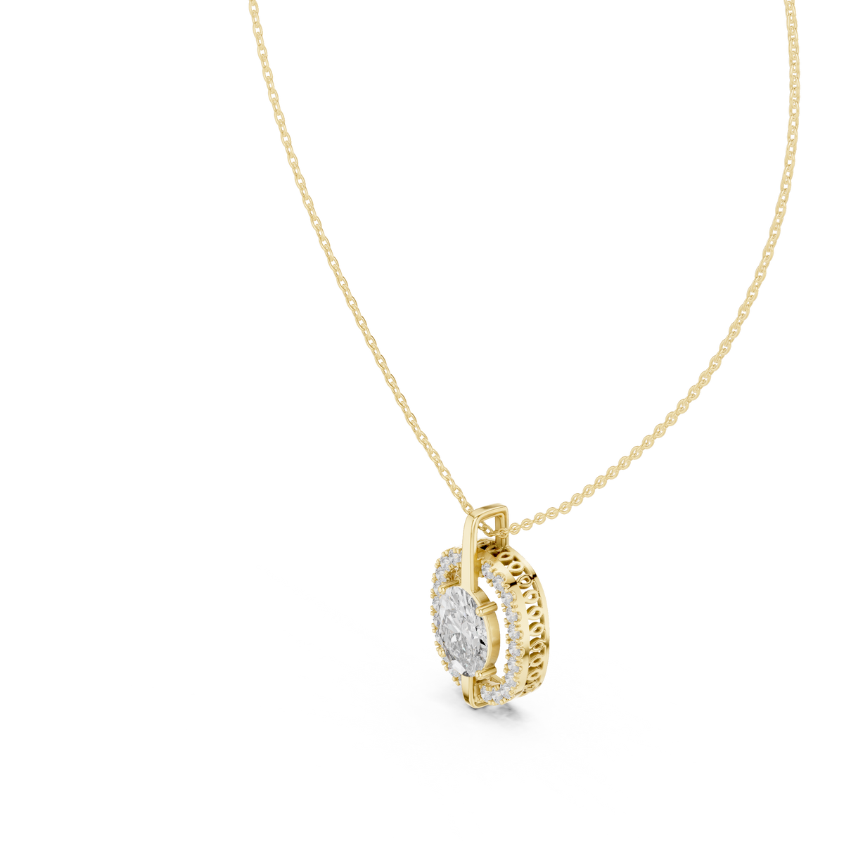 seraphina oval halo diamond pendant necklace