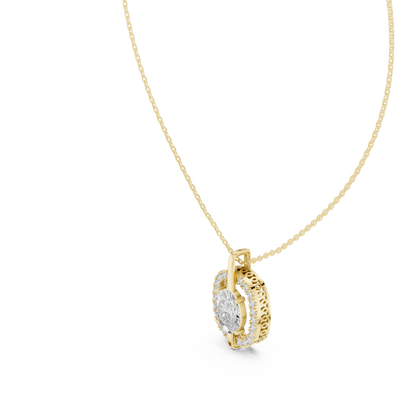 Seraphina Oval Halo Diamond Pendant Necklace
