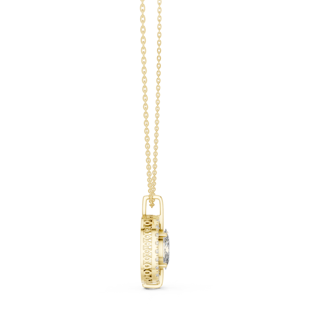 celeste oval halo diamond pendant necklace