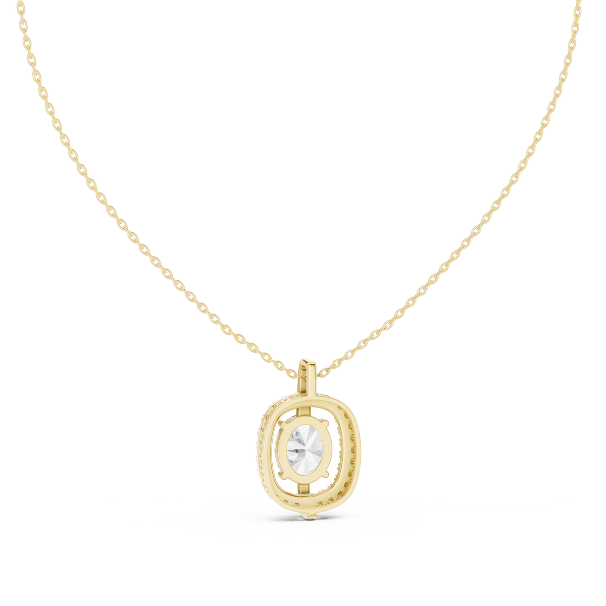 celeste oval halo diamond pendant necklace