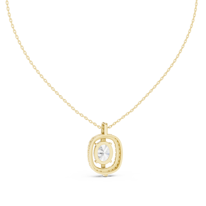 Celeste Oval Halo Diamond Pendant Necklace