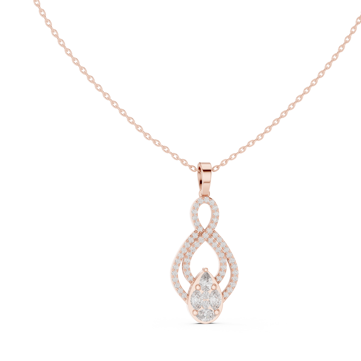 aurora double loop diamond pendant necklace