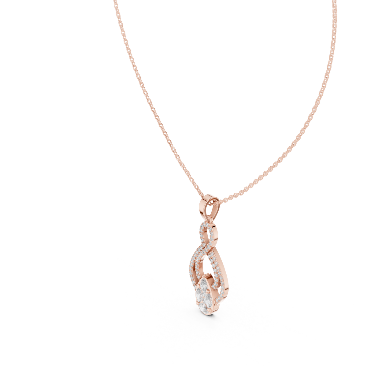 aurora double loop diamond pendant necklace