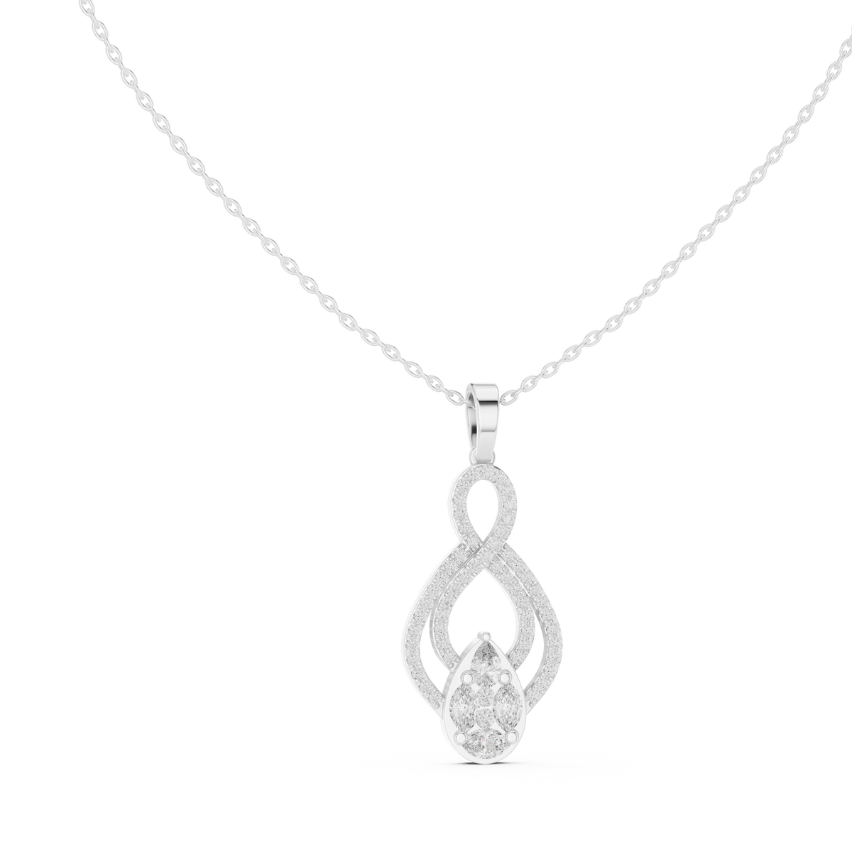 aurora double loop diamond pendant necklace