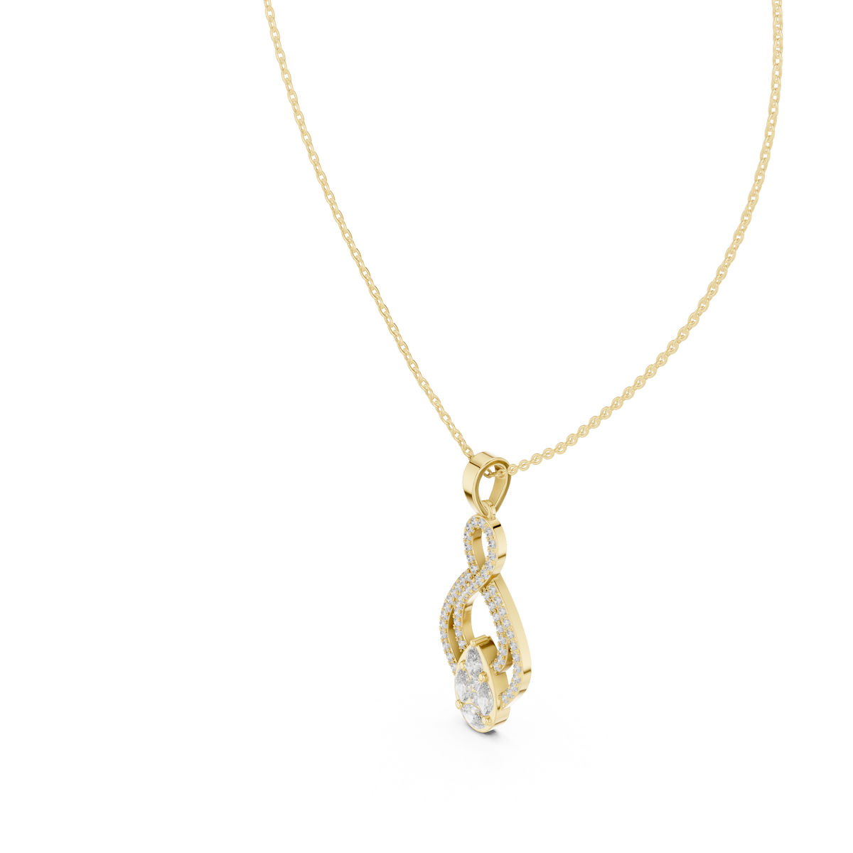 aurora double loop diamond pendant necklace