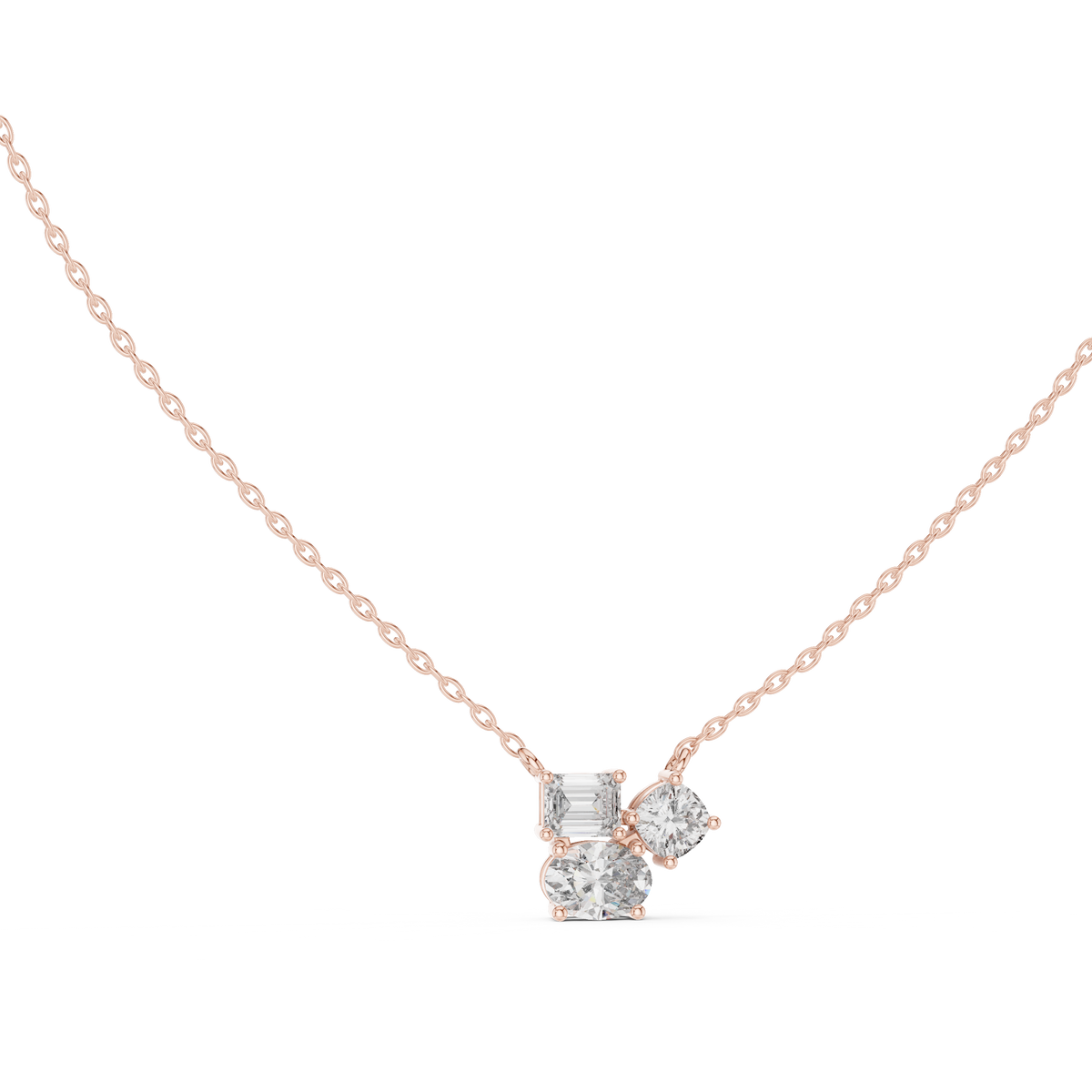 stella oval three stone diamond pendant necklace