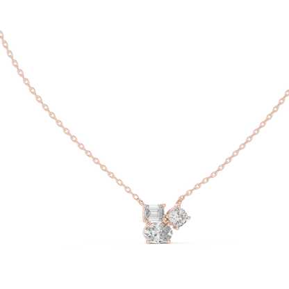 Stella Oval Three Stone Diamond Pendant Necklace