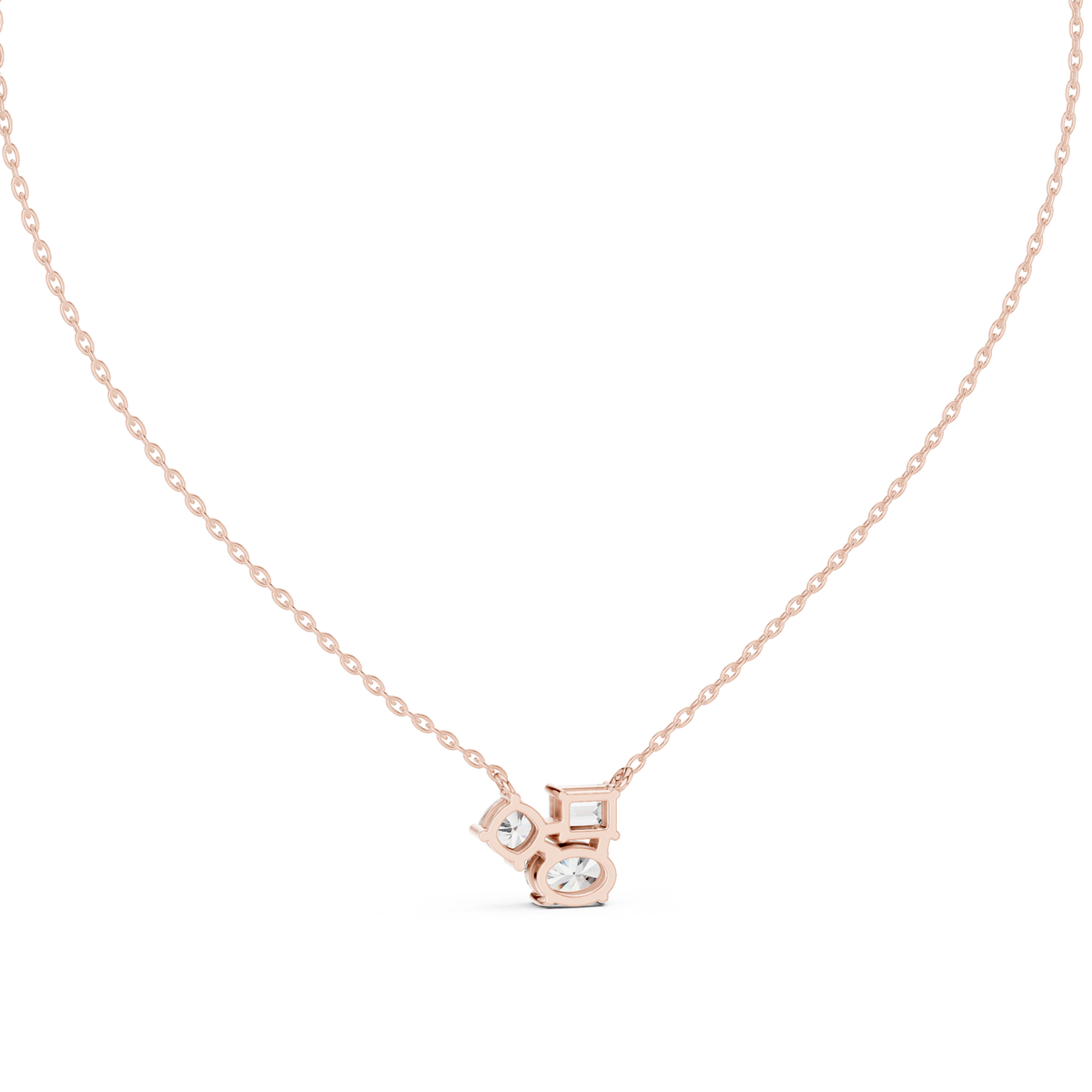 stella oval three stone diamond pendant necklace